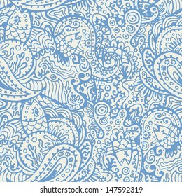 Hand drawn stylized sea life background. Endless nautical backdrop