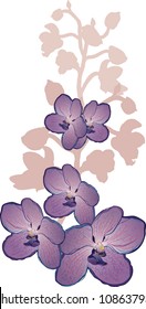Hand drawn stylized spear of Orchids.