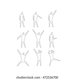 Hand drawn stylized stick figure outline. Flat people style vector illustration. (Can be used as texture for cards, invitations, DIY projects, web sites or for any other design.)