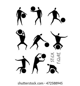 Hand drawn stylized stick figure set black color. Flat people set style vector illustration. (Can be used as texture for cards, invitations, DIY projects, web sites or for any other design.)