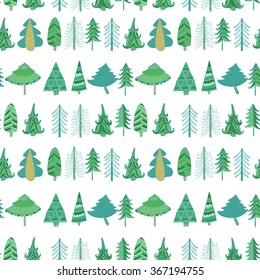 Hand drawn stylized trees. The pattern of abstract trees. Beautiful, simple background for decoration, design and fabric on a white background. Christmas tree