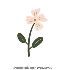 Hand drawn stylized vector flower. Scandinavian spring illustration art element. Decorative summer floral image for greeting Valentine card or poster, holiday banner.