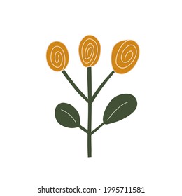 Flor vectorial estilizada dibujada a mano. Elemento de arte de ilustración de primavera escandinava. Decorativa imagen floral de verano para saludar a San Valentín o afiche, banner de vacaciones.