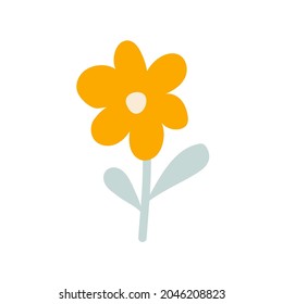 Hand drawn stylized vector flower. Scandinavian spring illustration art element. Decorative summer floral image for greeting Valentine card or poster, holiday baby banner.