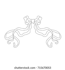 Hand drawn stylized vector outline ribbon bow for design interior. Black and white illustration. (Can be used as texture for cards, invitations, DIY projects, web sites or for any other design.)
