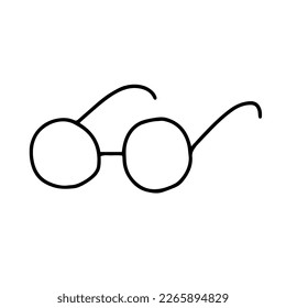 Hand drawn stylized vintage sunglasses in outline doodle style. Vector illustration isolated on white background.