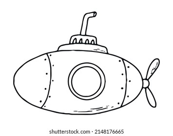 Hand Drawn Submarine Kids Coloring Pages Stock Vector (Royalty Free ...