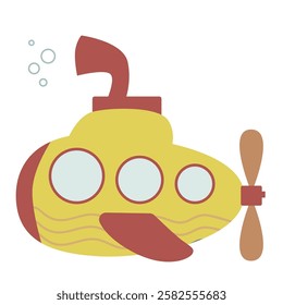 Hand drawn submarine. Vector cartoon submarine for your design.