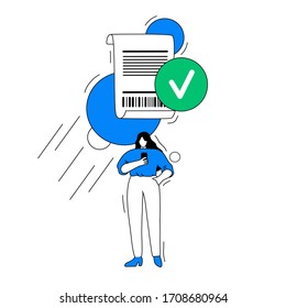 Ilustración del vector de pago electrónico realizada con éxito por mano