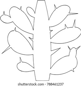 Hand drawn succulent ornament. Ink illustration.  Vector illustration of a cactus isolated on a white background. Cute hand drawn vector cactus .