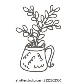 
Hand drawn  succulent outline icon in doodle style. Vector liner illustration for print, web, mobile and infographics isolated on white background.  