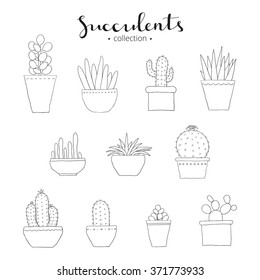 Cute Hand Drawn Vector Cacti Collection Stock Vector (Royalty Free ...