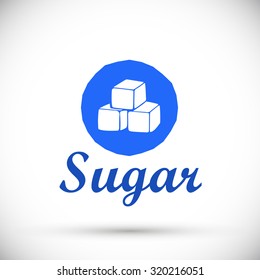 Hand drawn sugar cubes logo design icon, vector illustration. 