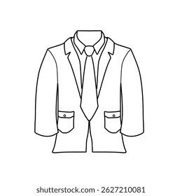 Jaqueta de terno desenhado à mão com camisa e vetor de gravata. Gráfico de desgaste formal de estilo de esboço