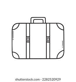 Hand drawn suitcase doodle. Bag for travel in sketch style. Vector illustration isolated on white background.