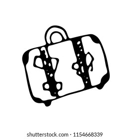Hand Drawn suitcase doodle. Sketch style icon. Decoration element. Isolated on white background. Flat design. Vector illustration.