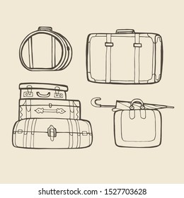 Hand drawn suitcase sketches line vector illustration