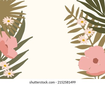 Hand drawn summer background with tropical elements
