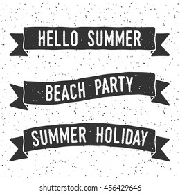 Hand Drawn Summer Banner With Grunge Background Vector Illustration