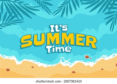 Hand drawn Summer Beach Tropical Palm Background Vector