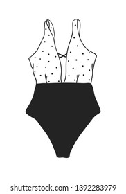 Hand drawn summer bikini illustration. Actual tropical vector background. Artistic doodle drawing pattern. Creative ink art work