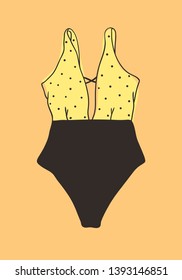 Hand drawn summer bikini illustration. Actual tropical vector background. Artistic doodle drawing. Creative ink art work