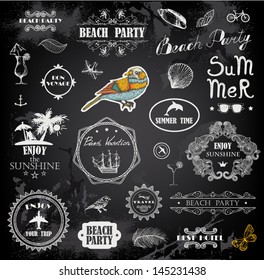 Hand drawn summer calligraphic elements