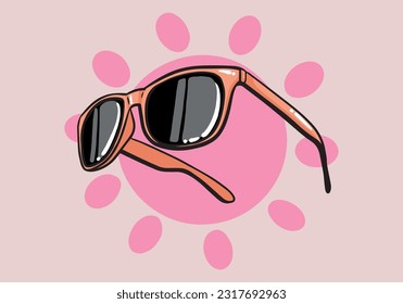 Hand drawn summer concept sun glasses. Summer design colorful cartoon sun glasses.