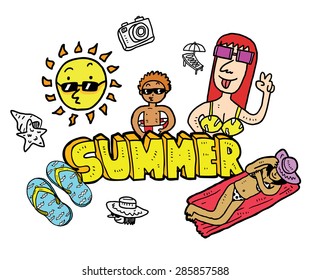 hand drawn summer doodle 