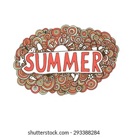 Hand drawn summer doodle for background, cards, and other