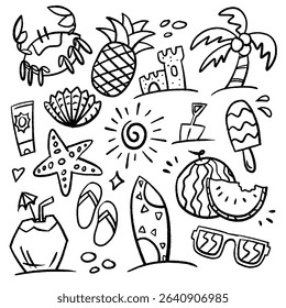 Hand Drawn Summer Doodle Set