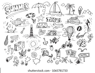 Hand drawn summer doodles