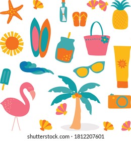 Hand drawn summer element collection