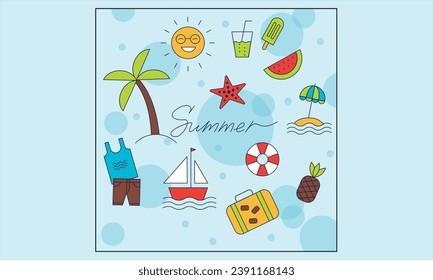 Hand drawn summer element collection