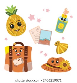 Hand drawn summer element collection vector