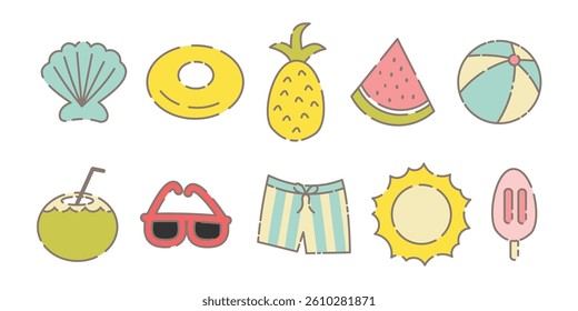 Hand Drawn Summer Element Set Illustration