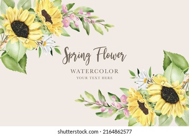 hand drawn summer floral background frame