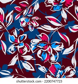 Fondo floral de verano dibujado a mano. Patrón botánico sin costura hecho de flores abstractas. Dibujo de esbozo. Estilo vintage. Buena ropa de cama, textiles, tela, papel pintado.