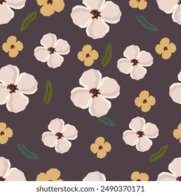 Hand drawn summer floral background. Botanical seamless pattern . Sketch drawing. Design for fashion , fabric, textile, wallpaper, cover, web , wrapping and all prints