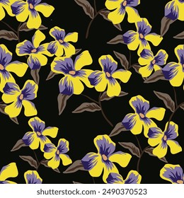 Handgezeichneter Sommerblumenhintergrund. Botanisches nahtloses Muster. Skizzenzeichnung. Design für Mode, Stoff, Textil, Bildschirmhintergrund, Bezug, Web, Verpackung und alle Drucke