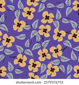 Hand drawn summer floral background. Botanical seamless pattern . Sketch drawing. Design for fashion , fabric, textile, wallpaper, cover, web , wrapping and all prints