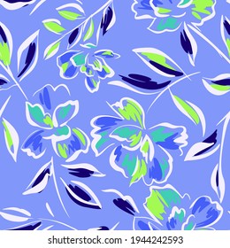Arrière-plan floral d'été dessiné à la main. Motif botanique harmonieux de fleurs abstraites. Dessin d'esquisse. Style vintage. Goof pour la literie, le textile, le tissu, le papier peint.