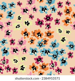 Hand drawn summer floral backround. Botanical seamless pattern . Sketch drawing. Design for fashion