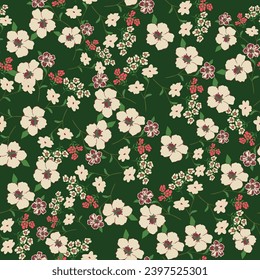Hand drawn summer floral backround. Botanical seamless pattern . Sketch drawing. Design for fashion , fabric, textile, wallpaper