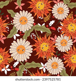Hand drawn summer floral backround. Botanical seamless pattern . Sketch drawing. Design for fashion , fabric, textile, wallpaper