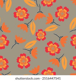 Handgezeichneter floraler Hintergrund. Botanisches nahtloses Muster . Skizzenzeichnung. Design für Mode , Stoff, Textil, Tapete, Umschlag, Bahn , Verpackung und alle Drucke