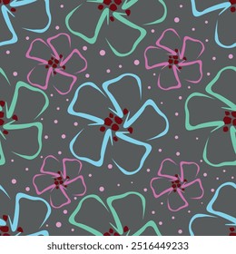 Fundo floral de verão desenhado à mão. Padrão botânico sem emenda. Desenho de esboço. Design para moda, tecido, têxtil, papel de parede, capa, web, embalagem e todas as impressões