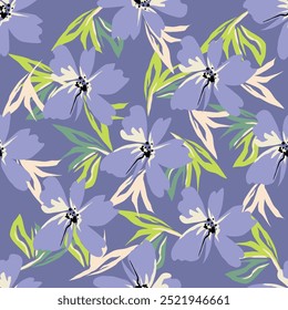 Hand drawn summer floral backround. Botanical seamless pattern . Sketch drawing. Design for fashion , fabric, textile, wallpaper, cover, web , wrapping and all prints