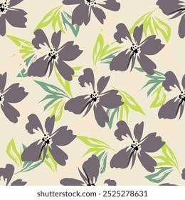 Handgezeichneter floraler Hintergrund. Botanisches nahtloses Muster . Skizzenzeichnung. Design für Mode , Stoff, Textil, Tapete, Umschlag, Bahn , Verpackung und alle Drucke
