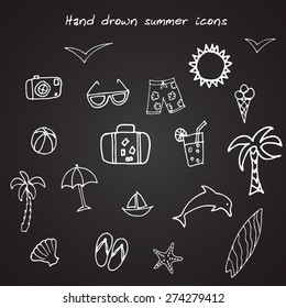 Hand drawn summer icon set